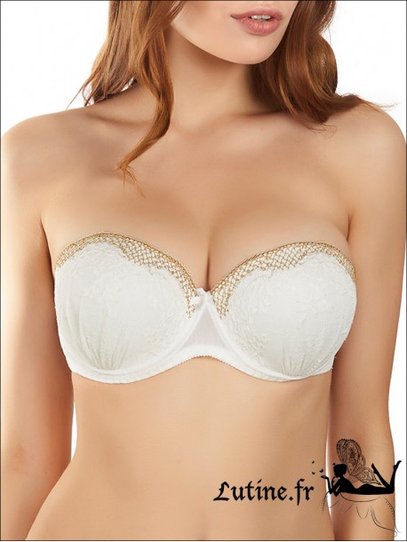 Soutien-gorge Bandeau Push-up ivoire en dentelle CAMILLE ...